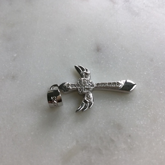 Sterling Silver Cz Cross with Angel Wings Necklace - Picture 15 of 16